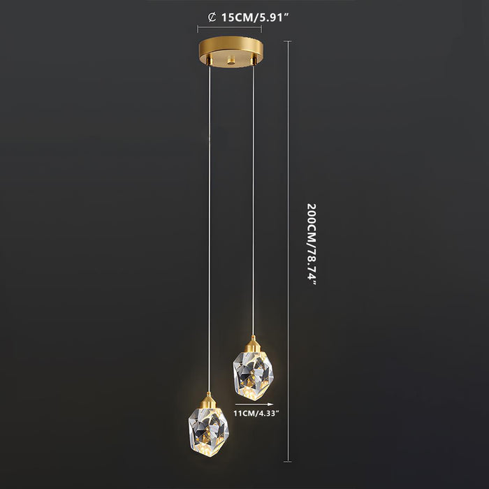 Modern Luxury Brass Crystal Pendant Light - Contemporary Ceiling Fixture / Elegant Dining Room Lighting