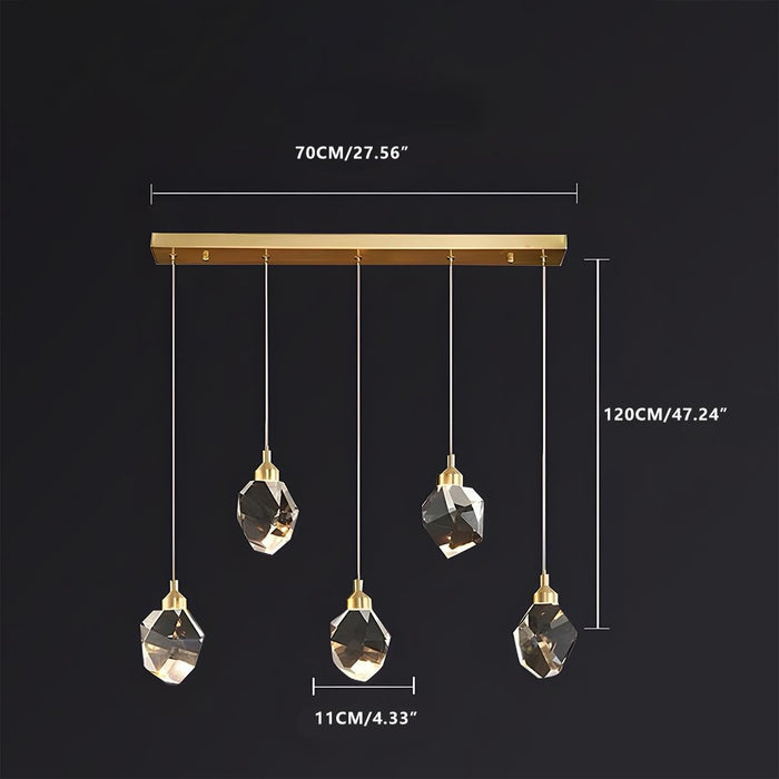 Modern Luxury Brass Crystal Pendant Light - Contemporary Ceiling Fixture / Elegant Dining Room Lighting