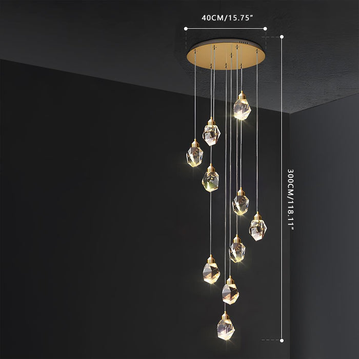 Modern Luxury Brass Crystal Pendant Light - Contemporary Ceiling Fixture / Elegant Dining Room Lighting