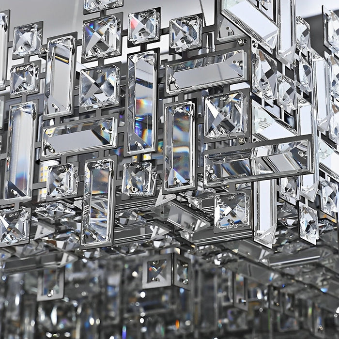 Modern Luxury Geometric Crystal Chandelier - Shining LED Pendant Light for Dining Room, Living Room
