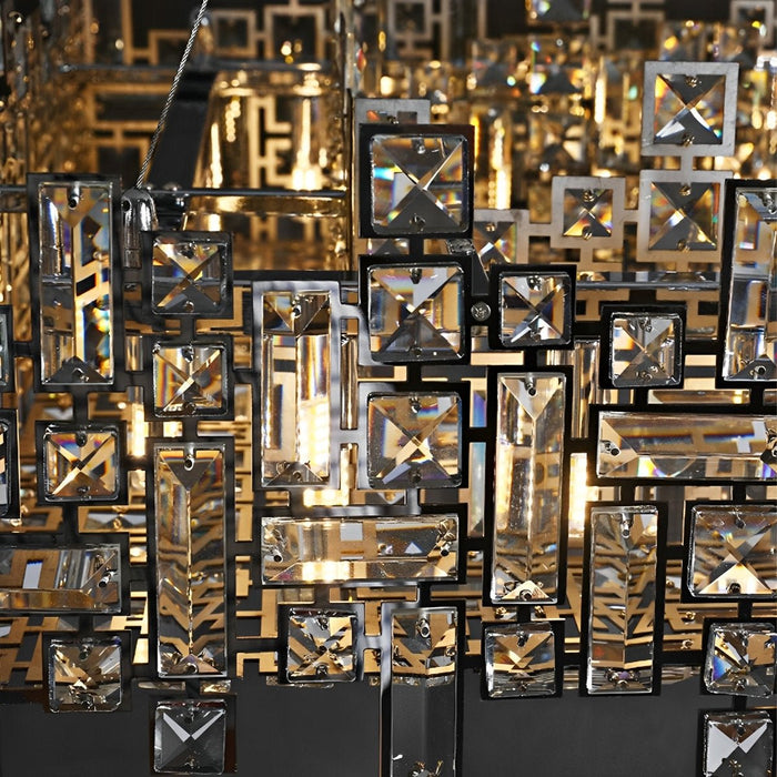 Modern Luxury Geometric Crystal Chandelier - Shining LED Pendant Light for Dining Room, Living Room