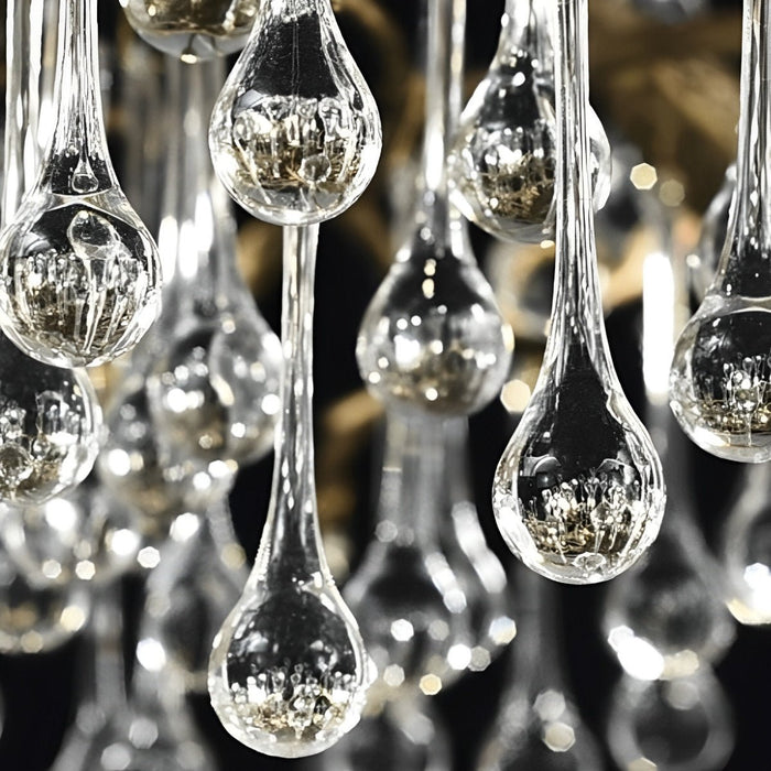 Modern Gold Tree Branch Chandelier, Teardrop Crystal Dimmable LED Light for Dining Room/Living Room/Bar