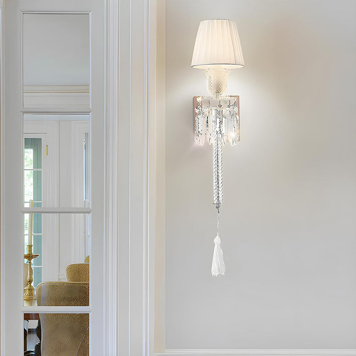 Modern Luxury Indoor Wall Sconces - White Fabric Shade, Elegant Design for Living Room