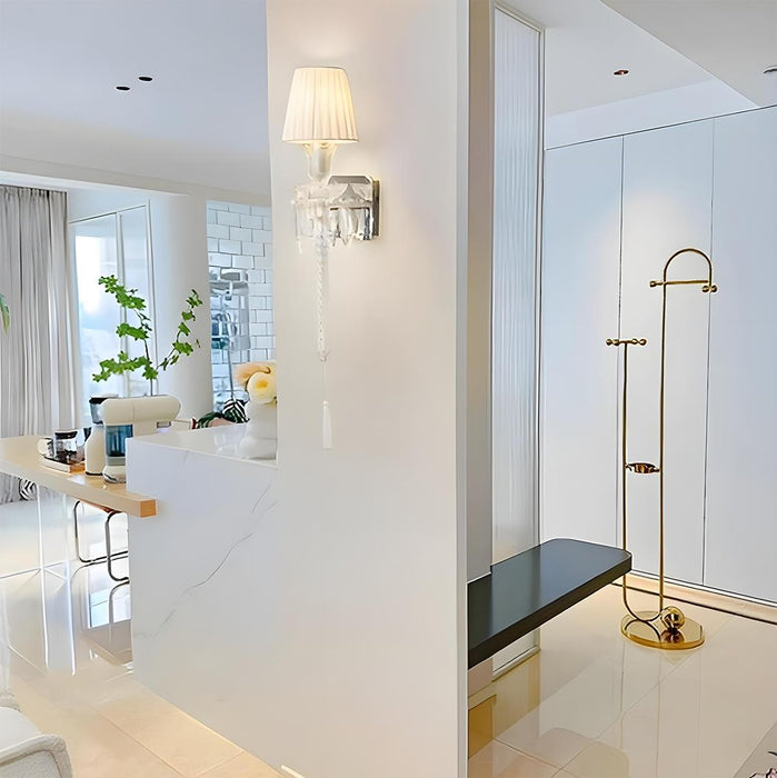 Modern Luxury Indoor Wall Sconces - White Fabric Shade, Elegant Design for Living Room