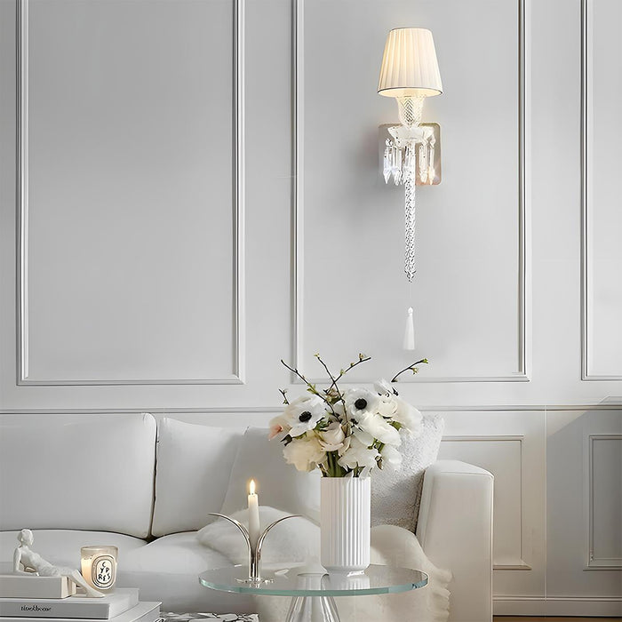 Modern Luxury Indoor Wall Sconces - White Fabric Shade, Elegant Design for Living Room