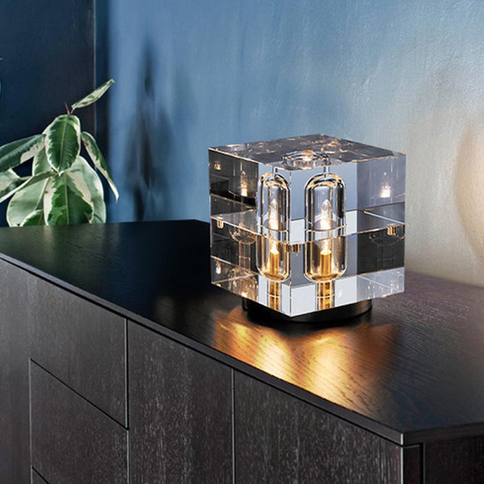 Square Crystal Desk Lamp - Modern Luxury LED Table Light for Indoor Decor