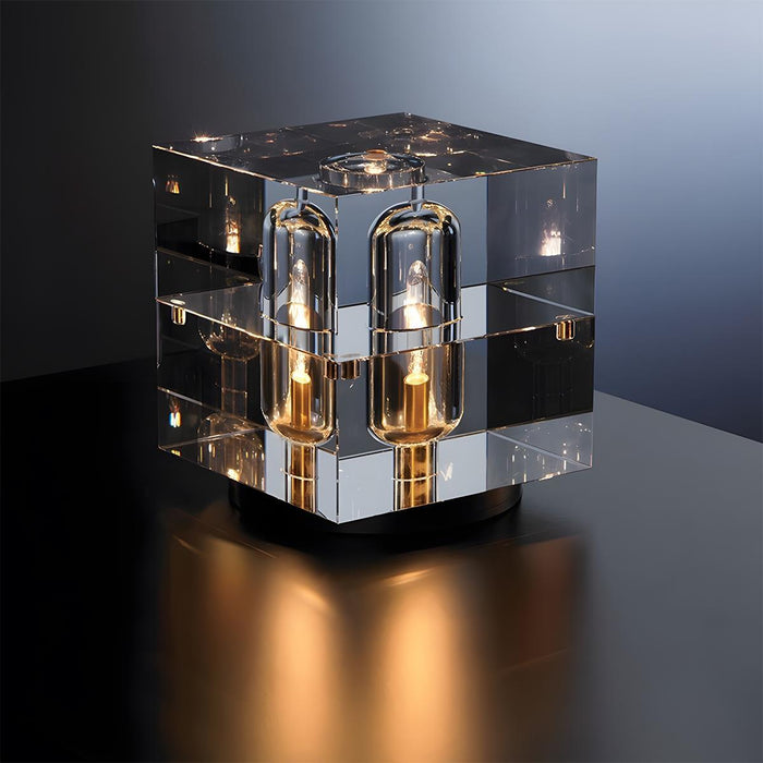Square Crystal Desk Lamp - Modern Luxury LED Table Light for Indoor Decor