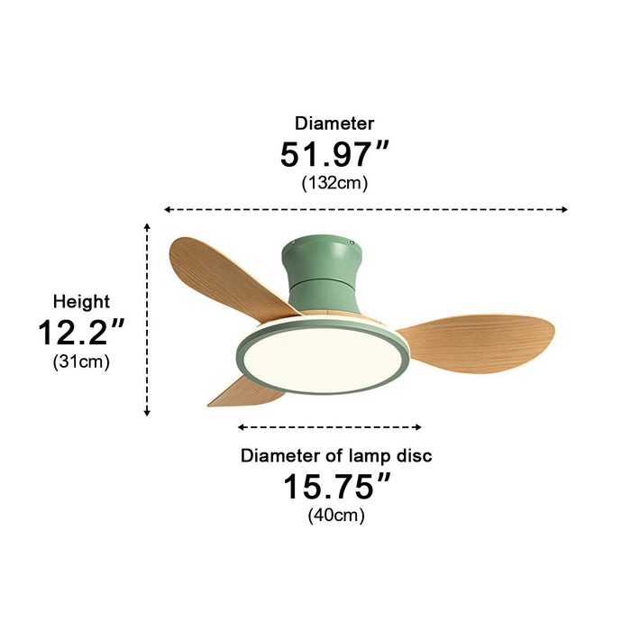 Modern Minimalist Ceiling Fan Light - 15.7 Inch Lampshade, 6-Speed Reversible Airflow