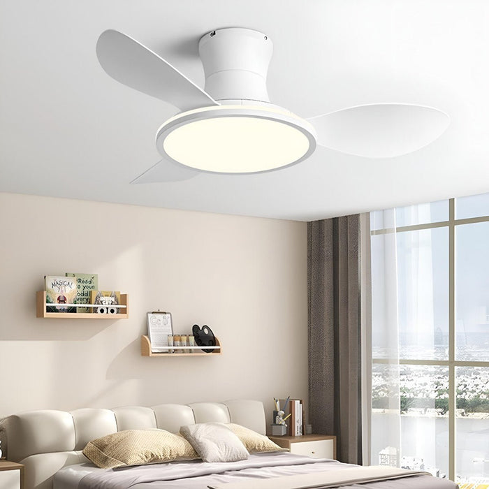 Modern Minimalist Ceiling Fan Light - 15.7 Inch Lampshade, 6-Speed Reversible Airflow