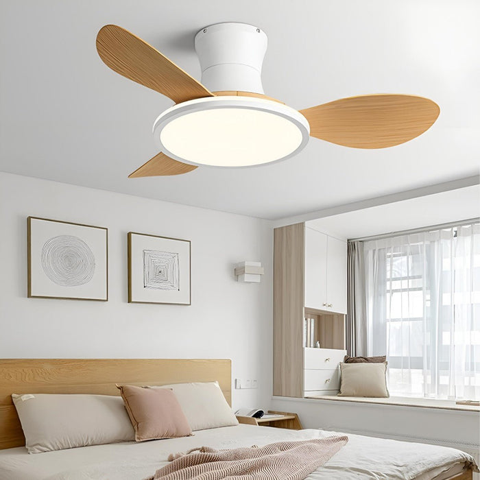 Modern Minimalist Ceiling Fan Light - 15.7 Inch Lampshade, 6-Speed Reversible Airflow