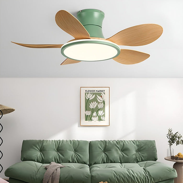 Modern Minimalist Ceiling Fan Light - 15.7 Inch Lampshade, 6-Speed Reversible Airflow
