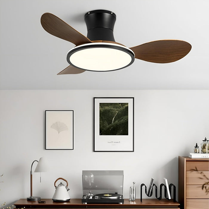 Modern Minimalist Ceiling Fan Light - 15.7 Inch Lampshade, 6-Speed Reversible Airflow