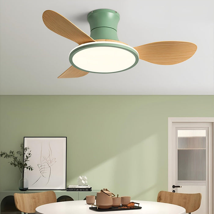 Modern Minimalist Ceiling Fan Light - 15.7 Inch Lampshade, 6-Speed Reversible Airflow
