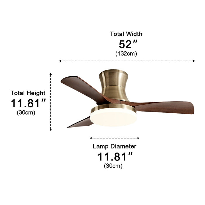 DC Motor Ceiling Fan, Reversible LED Light, Modern Minimalist, 6-Speed, Quiet Wood Blades for Bedroom/Living Room