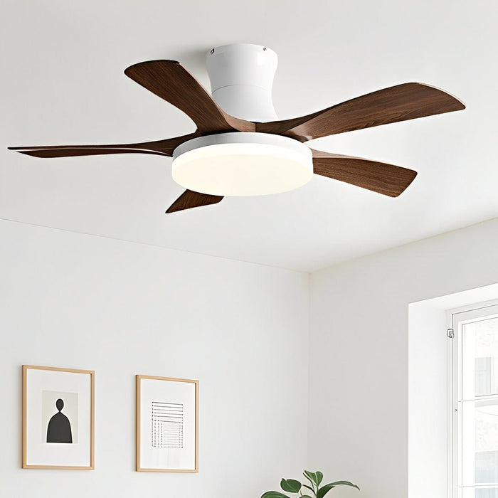 DC Motor 6-Speed Reversible Ceiling Fan, 5-Blade Modern Design, Full-Spectrum LED Light for Bedroom/Living Room/Dining Room