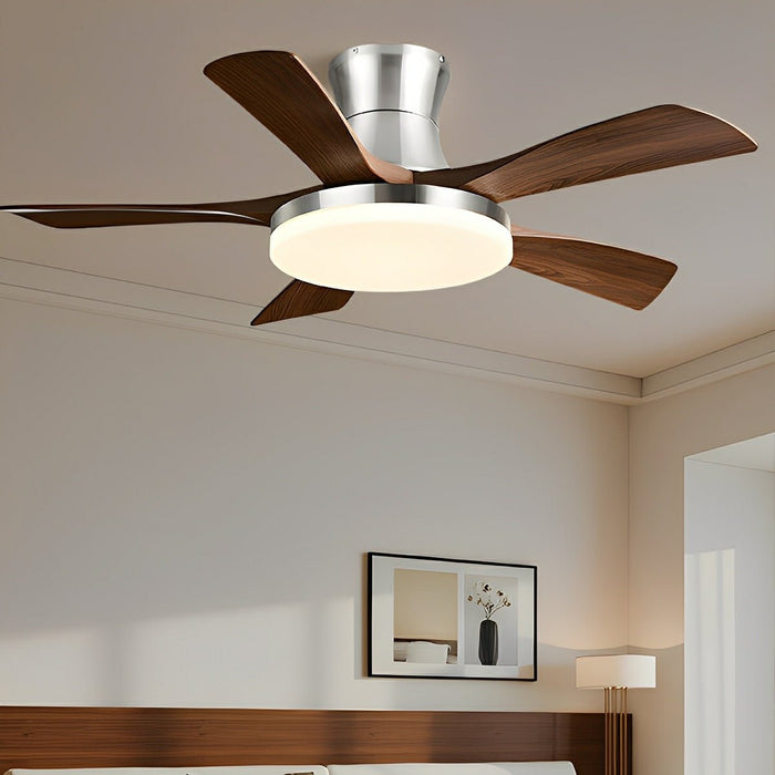 DC Motor 6-Speed Reversible Ceiling Fan, 5-Blade Modern Design, Full-Spectrum LED Light for Bedroom/Living Room/Dining Room