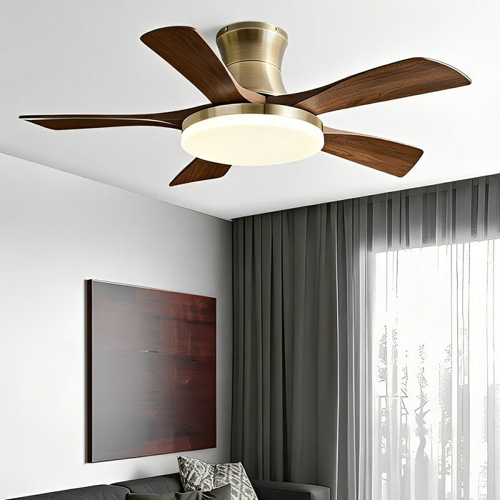 DC Motor 6-Speed Reversible Ceiling Fan, 5-Blade Modern Design, Full-Spectrum LED Light for Bedroom/Living Room/Dining Room