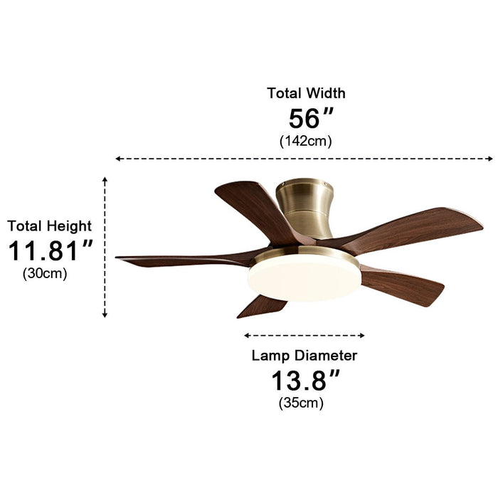 DC Motor 6-Speed Reversible Ceiling Fan, 5-Blade Modern Design, Full-Spectrum LED Light for Bedroom/Living Room/Dining Room