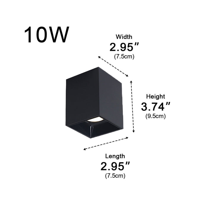 Modern Minimalist Aluminum Square COB Ceiling Spot Light - Recessed/Surface Mount, Directional Lighting