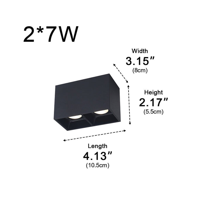 Modern Minimalist Aluminum Square COB Ceiling Spot Light - Recessed/Surface Mount, Directional Lighting