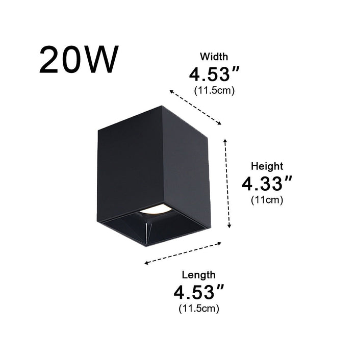 Modern Minimalist Aluminum Square COB Ceiling Spot Light - Recessed/Surface Mount, Directional Lighting