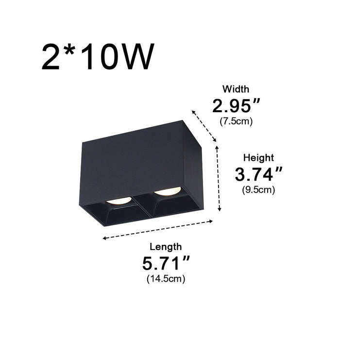 Modern Minimalist Aluminum Square COB Ceiling Spot Light - Recessed/Surface Mount, Directional Lighting
