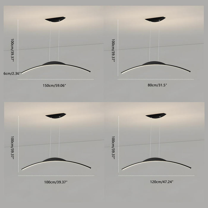 Arc Arch Long Strip LED Pendant Light - Modern Minimalist Design, Overhead Ceiling Fixture, Contemporary Lighting