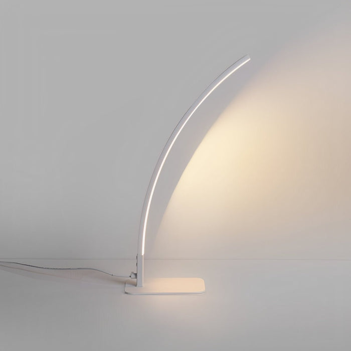 Modern Minimalist Arc LED Dimming Table Lamp - Stepless Brightness Control, Contemporary Desk Light, Bedside Nightstand Accent