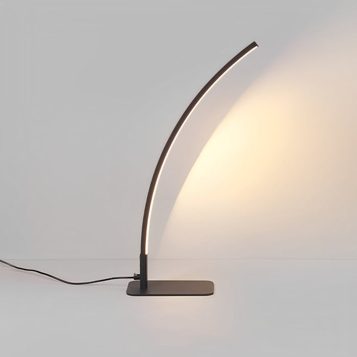 Modern Minimalist Arc LED Dimming Table Lamp - Stepless Brightness Control, Contemporary Desk Light, Bedside Nightstand Accent
