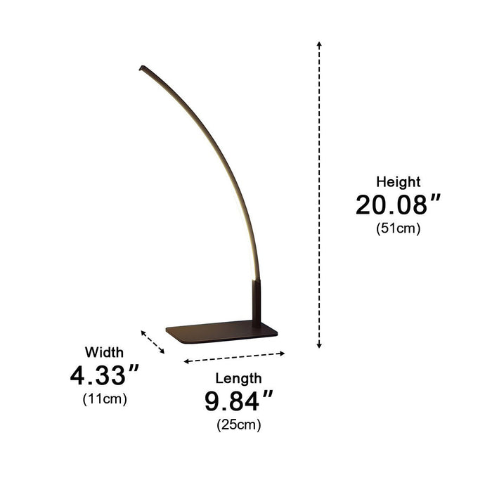 Modern Minimalist Arc LED Dimming Table Lamp - Stepless Brightness Control, Contemporary Desk Light, Bedside Nightstand Accent