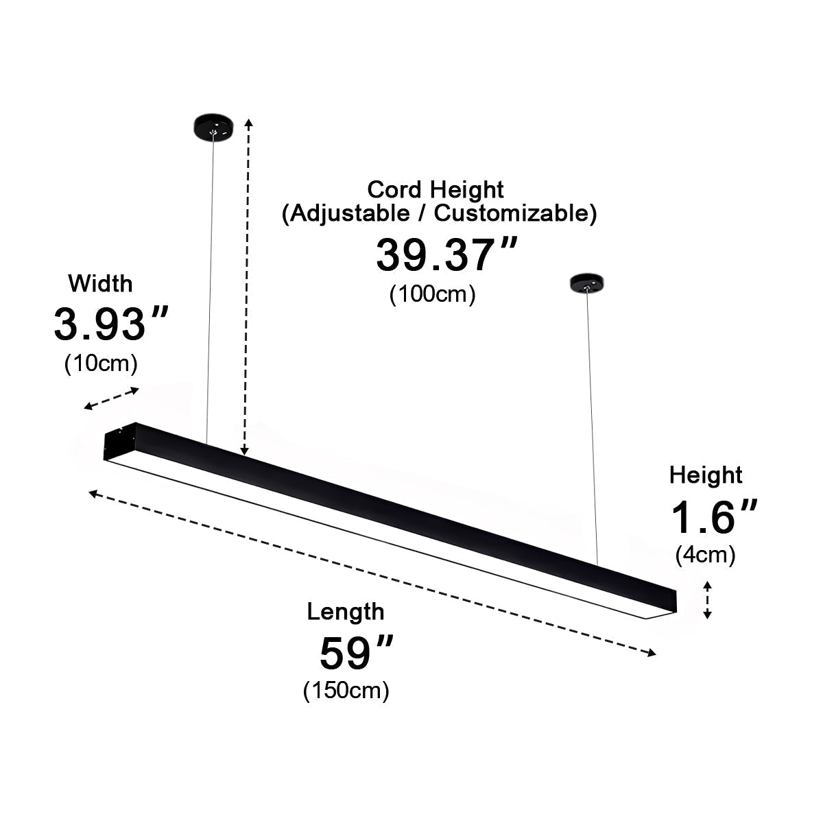 LED Strip Ceiling Light - Modern Minimalist Linear Fixture for Office/Commercial Spaces