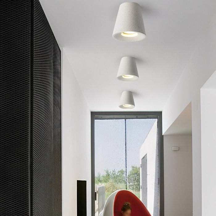 LED Ceiling Light - Modern Minimalist Cone-Shaped Concrete - Indoor Fixture, GU10 Compatible