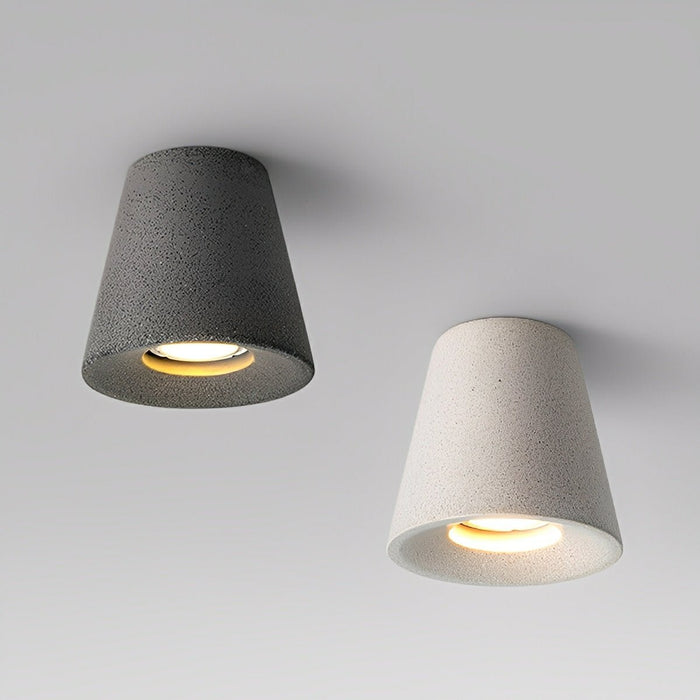 LED Ceiling Light - Modern Minimalist Cone-Shaped Concrete - Indoor Fixture, GU10 Compatible