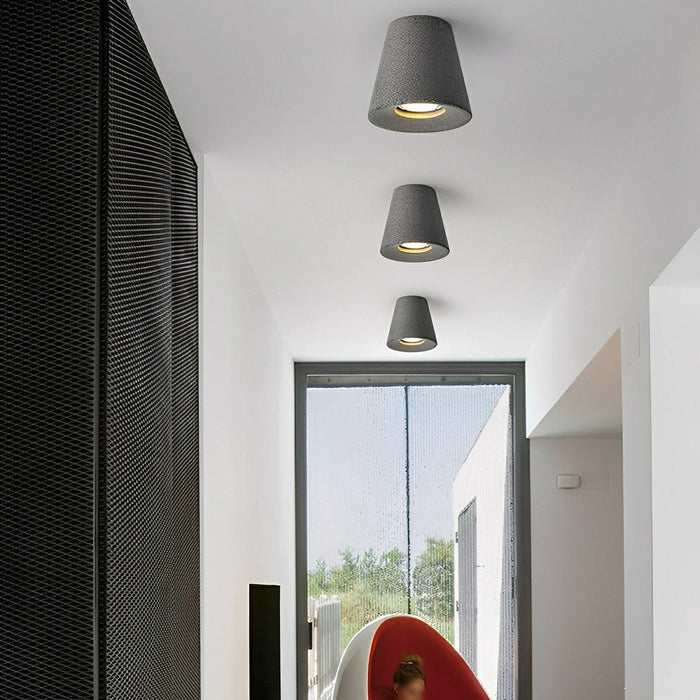 LED Ceiling Light - Modern Minimalist Cone-Shaped Concrete - Indoor Fixture, GU10 Compatible