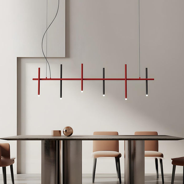 Linear LED Pendant Light - Modern Minimalist Fence Design, Adjustable Height Ceiling Fixture