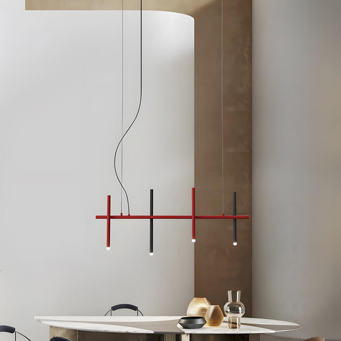 Linear LED Pendant Light - Modern Minimalist Fence Design, Adjustable Height Ceiling Fixture