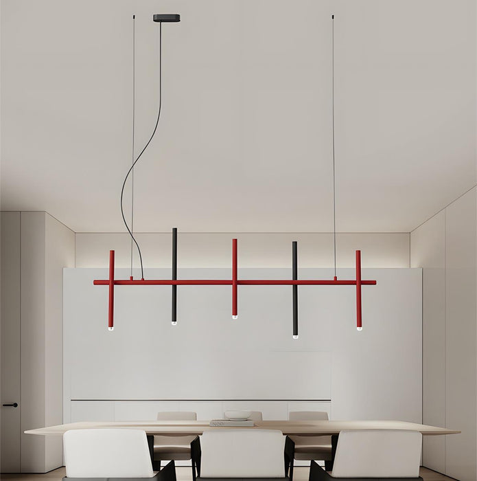 Linear LED Pendant Light - Modern Minimalist Fence Design, Adjustable Height Ceiling Fixture