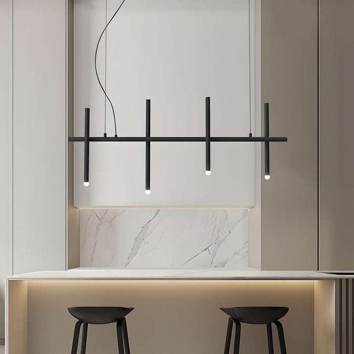 Linear LED Pendant Light - Modern Minimalist Fence Design, Adjustable Height Ceiling Fixture