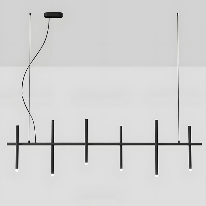 Linear LED Pendant Light - Modern Minimalist Fence Design, Adjustable Height Ceiling Fixture
