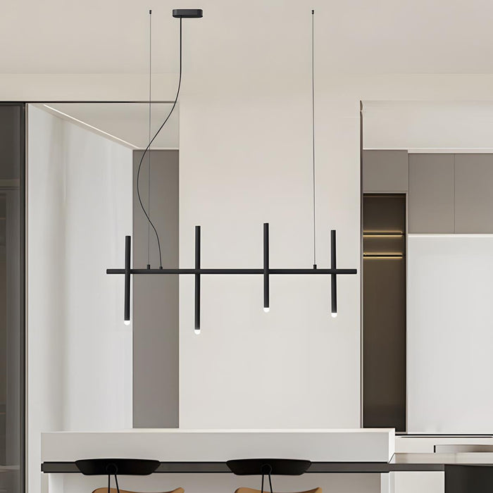 Linear LED Pendant Light - Modern Minimalist Fence Design, Adjustable Height Ceiling Fixture