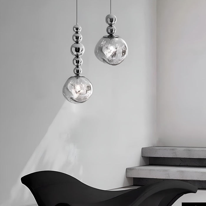 Crystal Globe LED Pendant Light - Modern Minimalist Lava Effect - Indoor Bar, Dining Room, Bedside