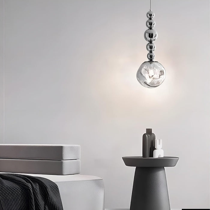 Crystal Globe LED Pendant Light - Modern Minimalist Lava Effect - Indoor Bar, Dining Room, Bedside