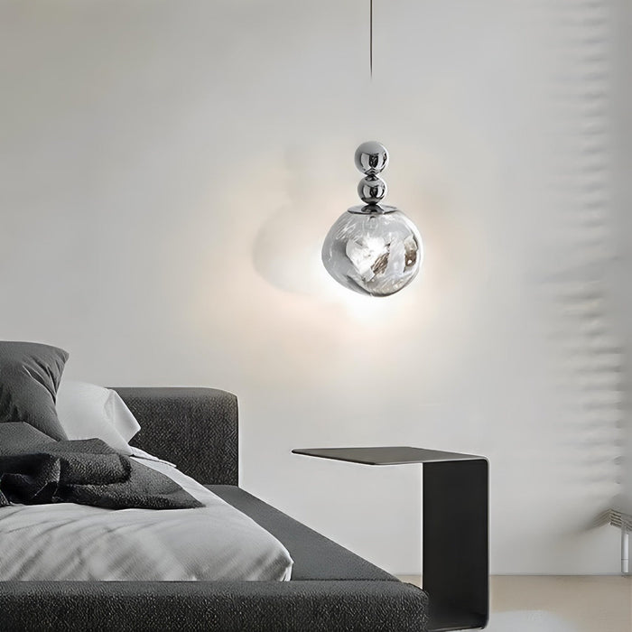 Crystal Globe LED Pendant Light - Modern Minimalist Lava Effect - Indoor Bar, Dining Room, Bedside