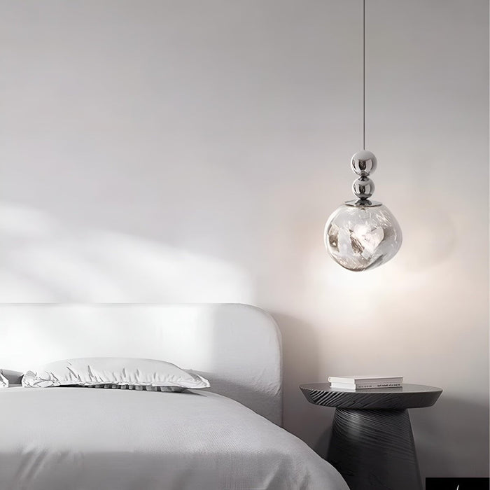 Crystal Globe LED Pendant Light - Modern Minimalist Lava Effect - Indoor Bar, Dining Room, Bedside