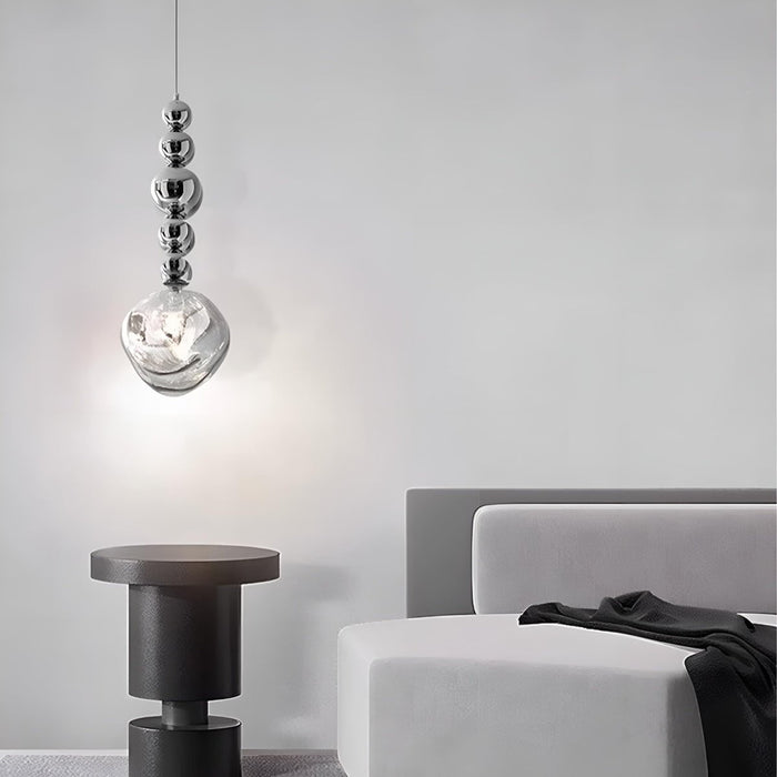 Crystal Globe LED Pendant Light - Modern Minimalist Lava Effect - Indoor Bar, Dining Room, Bedside