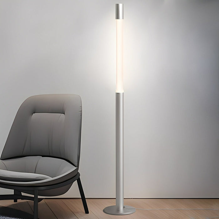 Modern Minimalist Cylinder Adjustable Lift LED Floor Lamp - Stepless Dimming, Sleek Aluminum Design