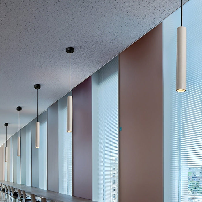 Cylinder Concrete Pendant Light - Modern Minimalist Design / LED Fixture for Kitchen, Dining Room
