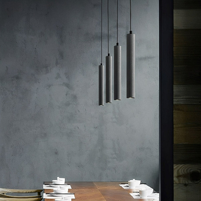 Cylinder Concrete Pendant Light - Modern Minimalist Design / LED Fixture for Kitchen, Dining Room
