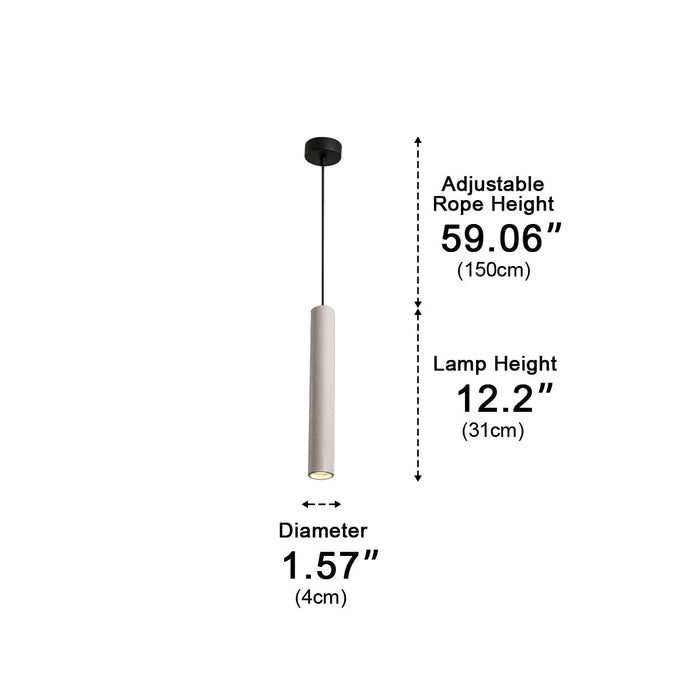Cylinder Concrete Pendant Light - Modern Minimalist Design / LED Fixture for Kitchen, Dining Room