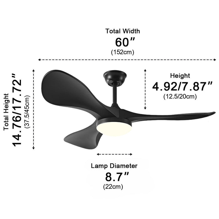 Ceiling Fan Light - Modern Minimalist DC Motor, Reversible Airflow, Integrated LED - Small Space